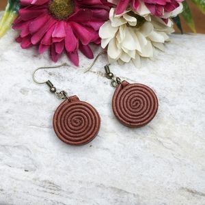 🌎 Spiral Leather Dangle Boho Earrings 🌎